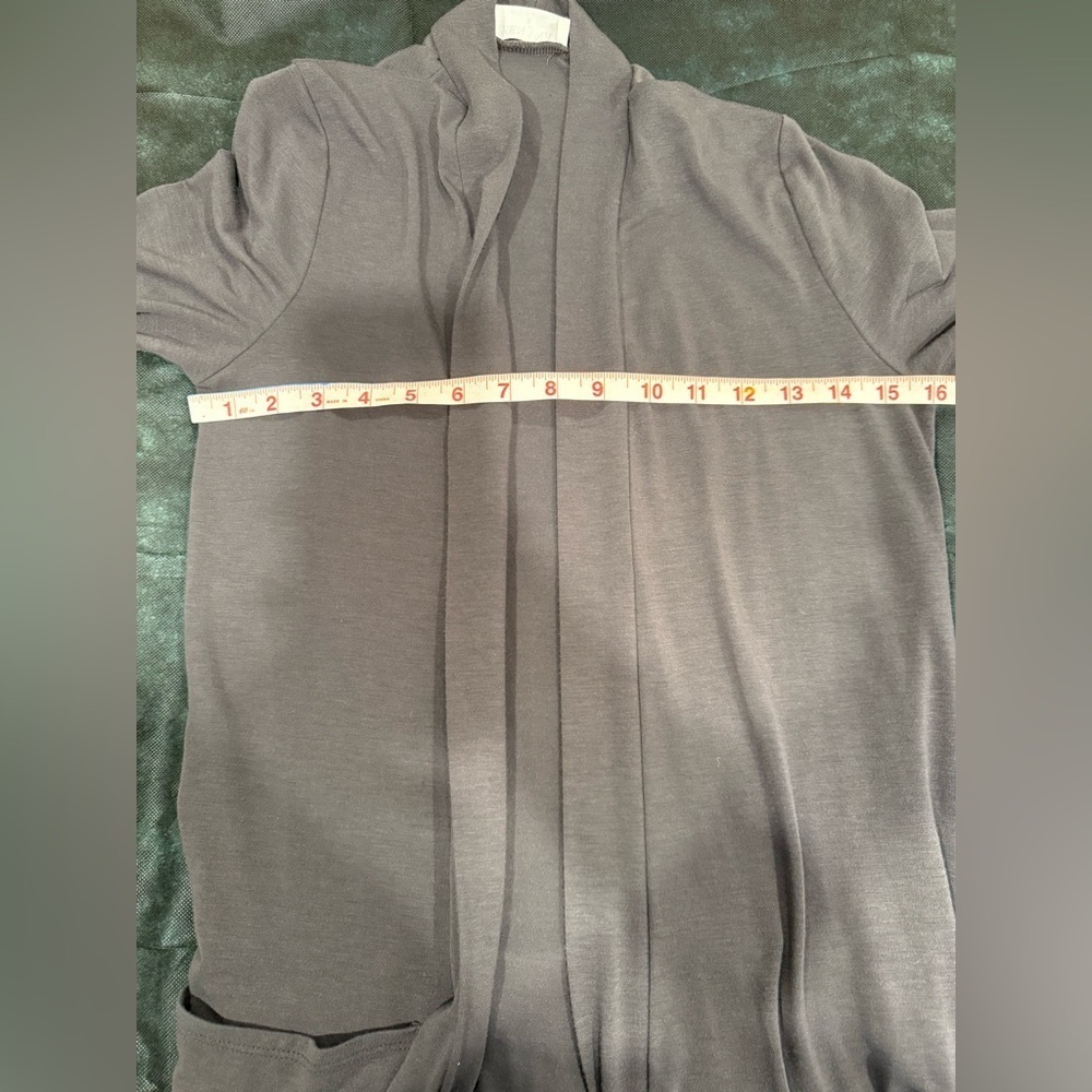 🔥Zenana Outfitters Charcoal Open Front Cardigan Elastic Sz S EUC🔥 - Picture 4 of 4